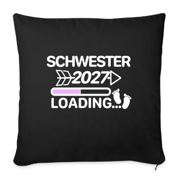 I will be a sister in 2027 - Sofa pillowcase 17,3'' x 17,3'' (45 x 45 cm) - black - Front