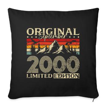25ème Anniversaire Millésime Septembre Millésime 2000 - Housse de coussin décorative 45 x 45 cm - noir - Devant