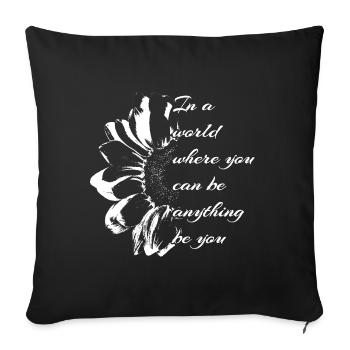 Floral pattern with inspirational quote - Sofa pillowcase 17,3'' x 17,3'' (45 x 45 cm) - black - Front