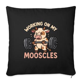 Kuh - Working on my Mooscles - Lustiges Gym-Design - Sofakissenbezug 45 x 45 cm - Schwarz - Vorne