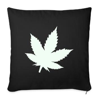 Feuille de Cannabis Silhouette Menthe - Housse de coussin décorative 45 x 45 cm - noir - Devant
