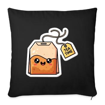 Kawaii Tea Bags Tea Time - Sofa pillowcase 17,3'' x 17,3'' (45 x 45 cm) - black - Front