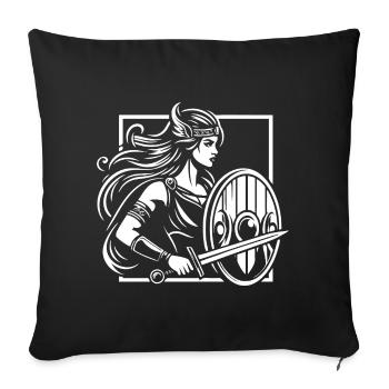 Conception de la vierge au bouclier – Viking fort - Housse de coussin décorative 45 x 45 cm - noir - Devant