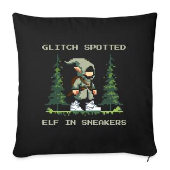 Bug discovered: Elf with sneakers | LARP Glitch - Sofa pillowcase 17,3'' x 17,3'' (45 x 45 cm) - black - Front
