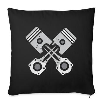 Crossed Piston Gray Mechanic Design - Sofa pillowcase 17,3'' x 17,3'' (45 x 45 cm) - black - Front