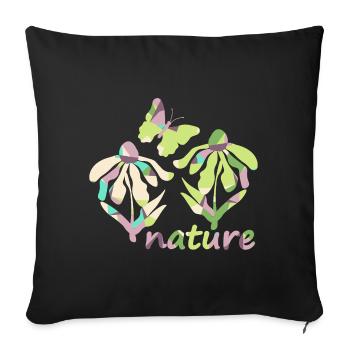 color nature - bloom - Sofa pillowcase 17,3'' x 17,3'' (45 x 45 cm) - black - Front