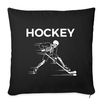 Skeleton spielt Hockey - Sofakissenbezug 45 x 45 cm - Schwarz - Vorne