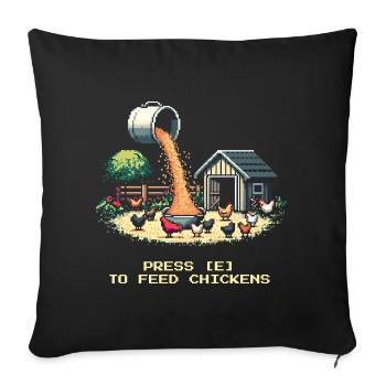 Press E to Feed | Farm Gamer - Sofa pillowcase 17,3'' x 17,3'' (45 x 45 cm) - black - Front