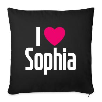 I Love Sophia Pink Heart I Love Sophia - Sofa pillowcase 17,3'' x 17,3'' (45 x 45 cm) - black - Front
