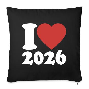 Happy New Year | I Love 2026 - Sofa pillowcase 17,3'' x 17,3'' (45 x 45 cm) - black - Front