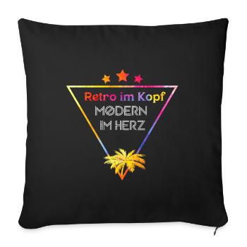 Retro in the head, modern in the heart - Sofa pillowcase 17,3'' x 17,3'' (45 x 45 cm) - black - Front