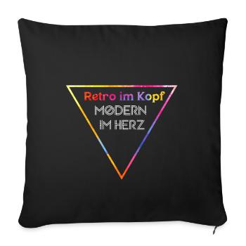Retro im Kopf, Modern im Herz - Sofakissenbezug 45 x 45 cm - Schwarz - Vorne