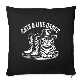 Cowboy de la danse en ligne des chats - Housse de coussin décorative 45 x 45 cm - noir - Devant