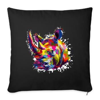 Rhino Pop Art Animal - Sofa pillowcase 17,3'' x 17,3'' (45 x 45 cm) - black - Front