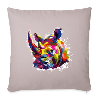 Rhino Pop Art Animal - Sofa pillowcase 17,3'' x 17,3'' (45 x 45 cm) - light taupe - Front