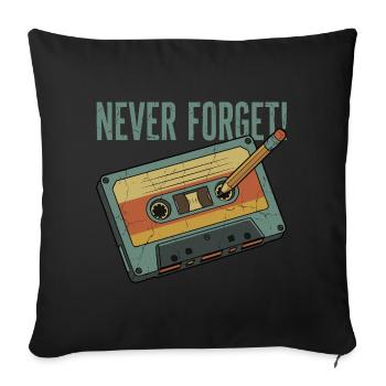 N’oublier jamais – Design rétro cassette & crayon - Housse de coussin décorative 45 x 45 cm - noir - Devant