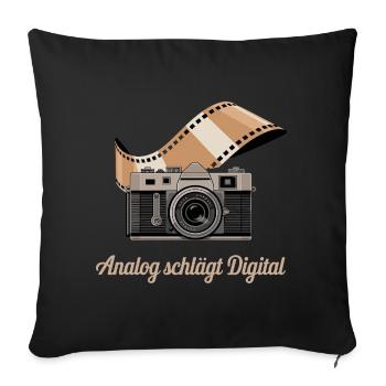 Analog Beats Digital Retro Camera - Sofa pillowcase 17,3'' x 17,3'' (45 x 45 cm) - black - Front
