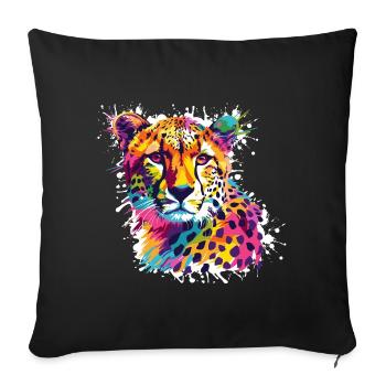 Graffiti léopard guépard - Housse de coussin décorative 45 x 45 cm - noir - Devant