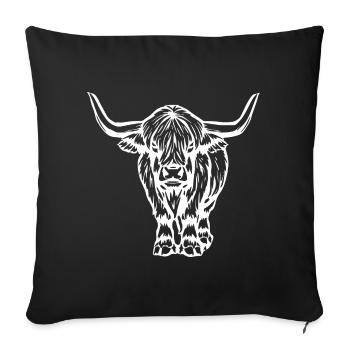 Bétail écossais des Highlands blancs - Housse de coussin décorative 45 x 45 cm - noir - Devant