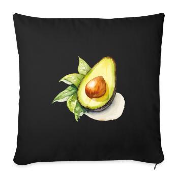 Watercolor Avocado Illustration - Sofa pillowcase 17,3'' x 17,3'' (45 x 45 cm) - black - Front