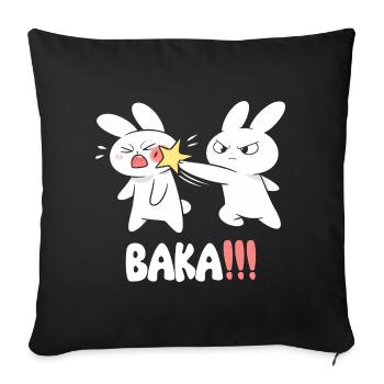 Baka Rabbit Slap Anime Funny Japanese Otaku - Sofa pillowcase 17,3'' x 17,3'' (45 x 45 cm) - black - Front