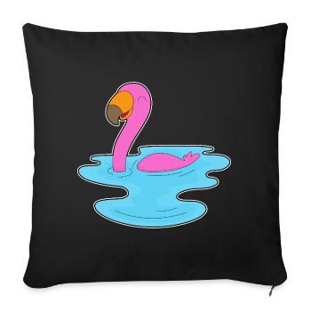 Natation au flamant rose - Housse de coussin décorative 45 x 45 cm - noir - Devant