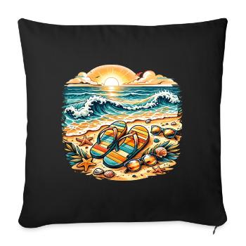 Sunset on the beach illustration - Sofa pillowcase 17,3'' x 17,3'' (45 x 45 cm) - black - Front