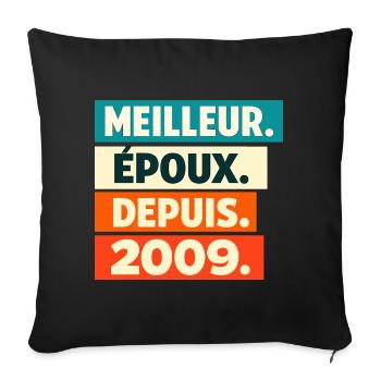 Bester Ehepartner seit Geburtstag 2009 - Sofakissenbezug 45 x 45 cm - Schwarz - Vorne