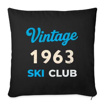 Vintage 1963 – Année de naissance rétro du Ski Club - Housse de coussin décorative 45 x 45 cm - noir - Devant