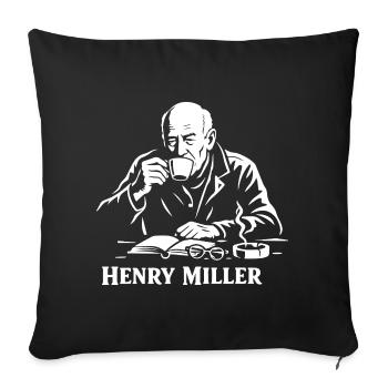 Lecteur du Café Henry Miller - Housse de coussin décorative 45 x 45 cm - noir - Devant