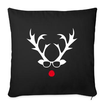 Rudolph with glasses silhouette design - Sofa pillowcase 17,3'' x 17,3'' (45 x 45 cm) - black - Front