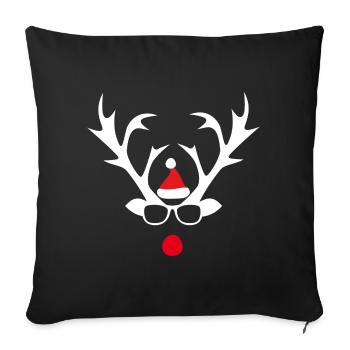 Rudolph Spectacled Reindeer Santa - Sofa pillowcase 17,3'' x 17,3'' (45 x 45 cm) - black - Front