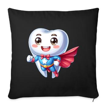 Dentist Superhero Tooth Teeth Hero Brushing Teeth - Sofa pillowcase 17,3'' x 17,3'' (45 x 45 cm) - black - Front