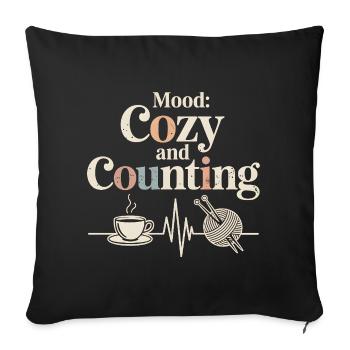Compter confortablement | Tricoter de la laine de café - Housse de coussin décorative 45 x 45 cm - noir - Devant