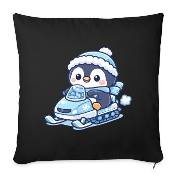 Penguin Snow Sled Magic - Sofa pillowcase 17,3'' x 17,3'' (45 x 45 cm) - black - Front