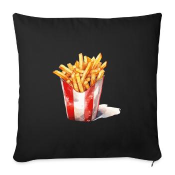 French Fries Pop Art Print - Sofa pillowcase 17,3'' x 17,3'' (45 x 45 cm) - black - Front