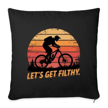 Mountainbike Downhill MTB Riding Radsport Action - Sofakissenbezug 45 x 45 cm - Schwarz - Vorne
