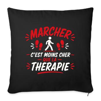 Marche: moins cher que la thérapie - Housse de coussin décorative 45 x 45 cm - noir - Devant