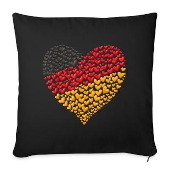 German Flag Heart Mosaic - Sofa pillowcase 17,3'' x 17,3'' (45 x 45 cm) - black - Front