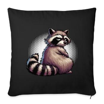raton laveur, raton laveur, animal des bois, drôle de raton laveur - Housse de coussin décorative 45 x 45 cm - noir - Devant