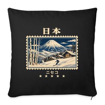 Japan Niseko Vintage Reisemarke - Sofakissenbezug 45 x 45 cm - Schwarz - Vorne