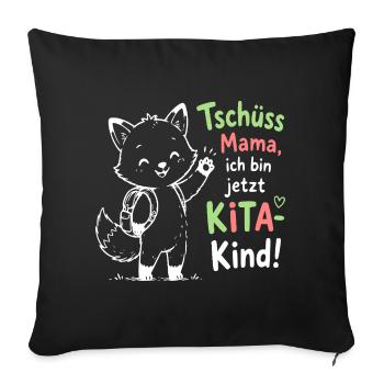 Kita Abschied Fox Illustration - Sofakissenbezug 45 x 45 cm - Schwarz - Vorne