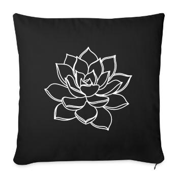 Lotus-Linienkunst auf Schwarz - Sofakissenbezug 45 x 45 cm - Schwarz - Vorne