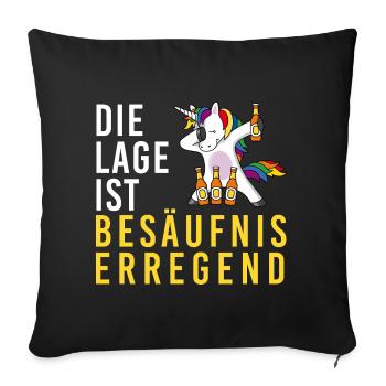 Lage ist besäufniserregend, Einhorn Bierflasche - Sofakissenbezug 45 x 45 cm - Schwarz - Vorne