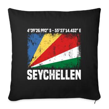 Seychellen Koordinaten - Sofakissenbezug 45 x 45 cm - Schwarz - Vorne
