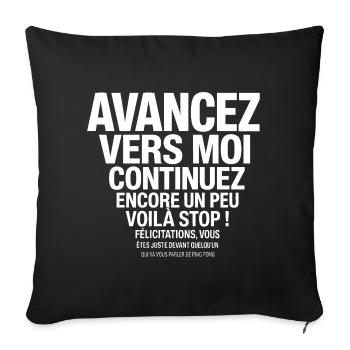 T-shirt Ping Pong Humour Cadeau  - Housse de coussin décorative 45 x 45 cm - noir - Devant