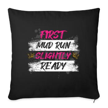 Première course boueuse Schlammlauf Muddy Race - Housse de coussin décorative 45 x 45 cm - noir - Devant