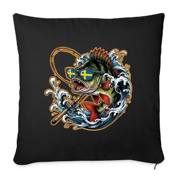 Schweden Angeln - Sofakissenbezug 45 x 45 cm - Schwarz - Vorne