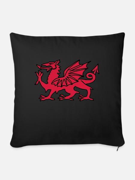Welsh Dragon - Sofa pillowcase 17,3'' x 17,3'' (45 x 45 cm) - black