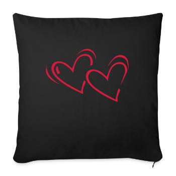 Coeur, coeurs, coeur - Housse de coussin décorative 45 x 45 cm - noir - Devant
